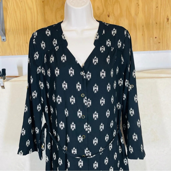 41 Hawthorn shirt dress roll tab sleeves women’s medium black career casual - Picture 3 of 7